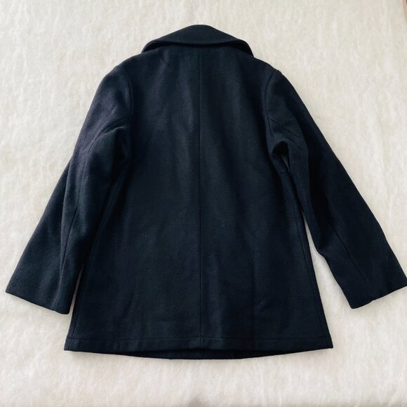 Vintage Lands' End Womens Black Classic Wool Blend Double Breasted Pea Coat Sz10 - Picture 2 of 11
